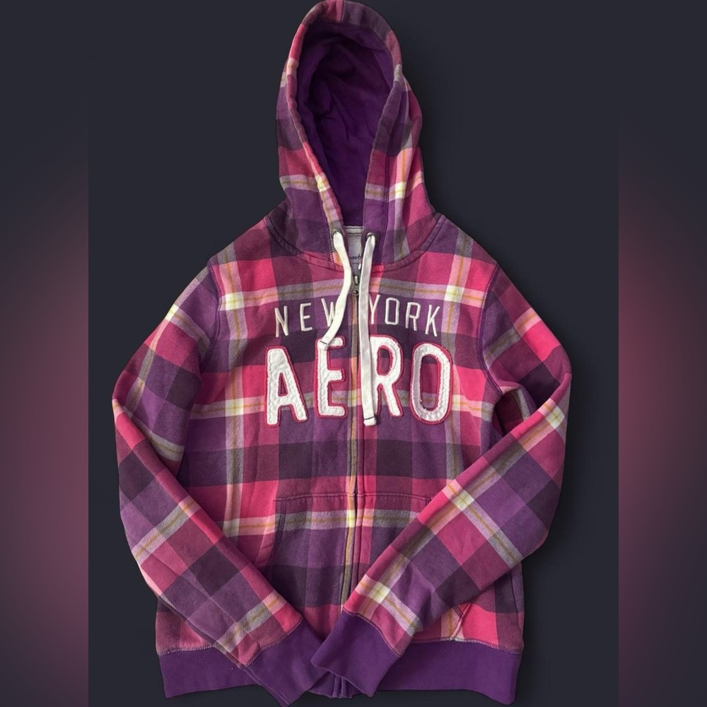 Women’s Plaid Hoodie - Pink and Purple